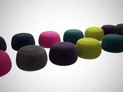 Picot knitted stool 3D model