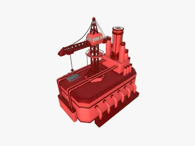 SciFi Factory A05 Red - Sci Fi Exterior Design Low-poly 3D model