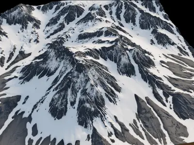snowy mountains with slope 3d terrain model Low-poly 3D model