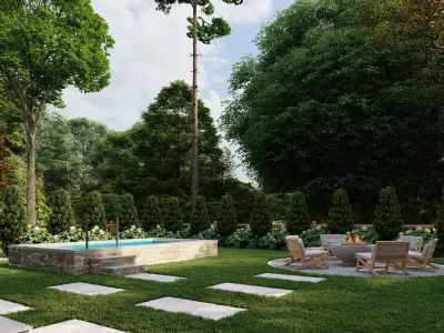 Garden Landscape 3D Model - SketchUp and Lumion Scene 3D model 3D model