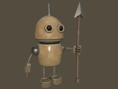 Stylized Robot Guard Low-poly 3D model