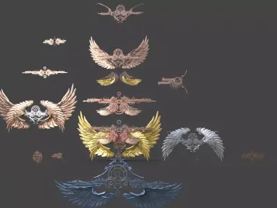 Ancient Biblical cog wings Low-poly 3D model