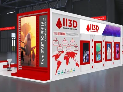 Exhibition Stand Stall Two Side Open 15X6 3D model