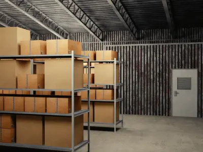 Warehouse barn Low-poly 3D model