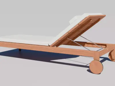 3D Model  Wooden Sun Lounger with Cushion 3D model