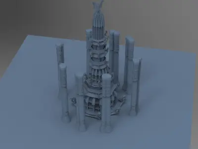Mesopotamian ancient towers City ringed pillars   3D model