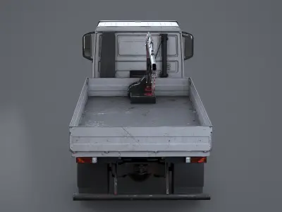  Realistic Flatbed Truck with Loader Crane Aged and Rusted 