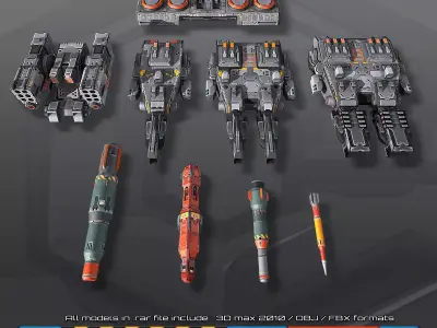 SF Spaceships Weapons Low-poly 3D model