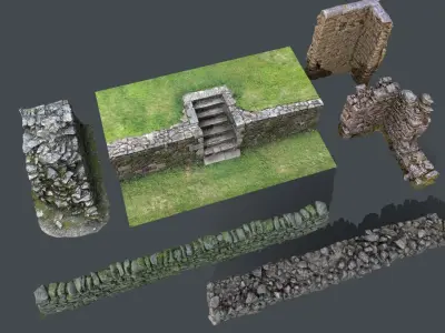 Walls Pack Low-poly 3D model