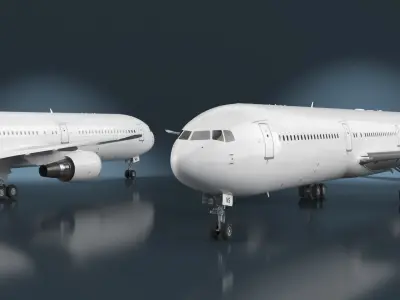  Boeing 767 400 with Cabin and Doors Rigged for Cinema 4D 