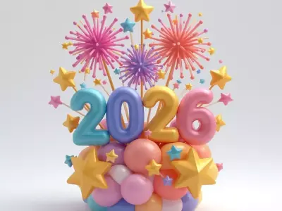 Vibrant 2026 New Year Balloon Sculpture 3D Model Low-poly 3D model