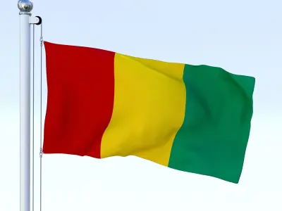 Animated Guinea Flag Low-poly 3D model