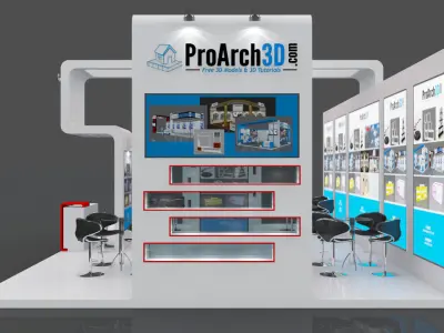 Exhibition stall 9 mtr x 6 mtr 3 sides open 3D model