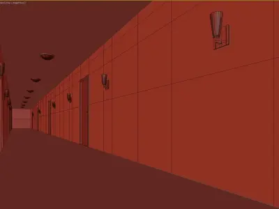 old dark scary corridor 05 Low-poly 3D model