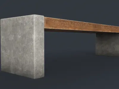 Modern Outdoor Bench 35 PBR Game Ready Low-poly 3D model