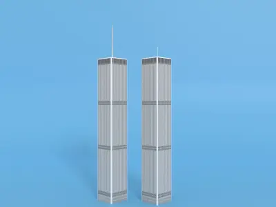 Cartoon World Trade Center Twin Towers New York Low-poly 3D model