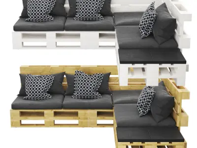  Furniture made of euro pallets 3D model