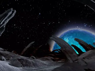 Alien Landscape  cartoon Fog planet stalagmites fiction  3D model