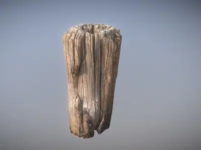 Wooden pole from a seaside Low-poly 3D model