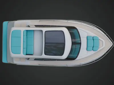 Cabin Cruiser in a Vibrant Turquoise Color 3D model