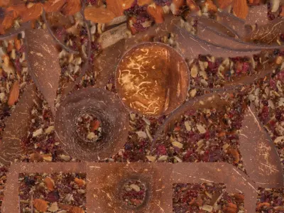 Cranberry Trail Mix in Coconut Wood Bowl 3D model