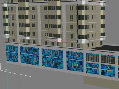 Modern building with swimming pool 3D model