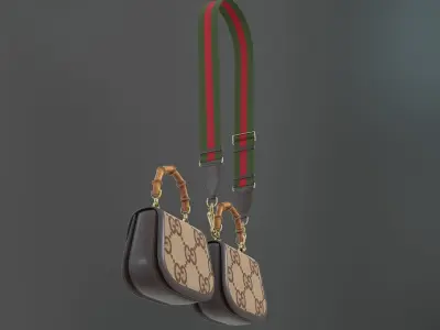 Gucci Bamboo 1947 Jumbo GG Small Bag Brown Light Low-poly 3D model