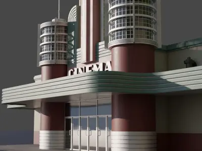 Facade of a vintage cinema 3D model
