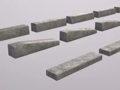 Sidewalk Concrete Curb Low-poly 3D model