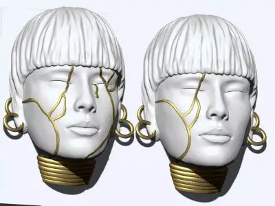 Girl face mask wall art 3D print model