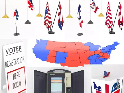 voting election set USA  3D Model Pack