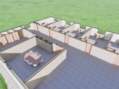 Military Base  Officers Barracks Headquarters Accommodation Low-poly 3D model