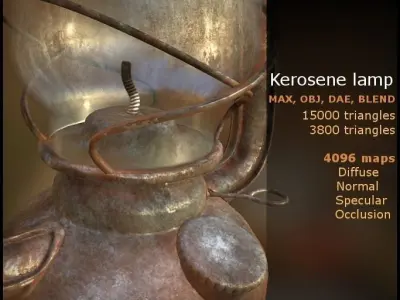 Kerosene Lamp lowpoly gameready Low-poly 3D model
