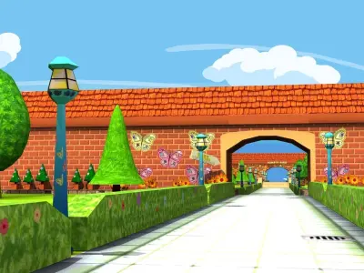 Low polygon Park Low-poly 3D model