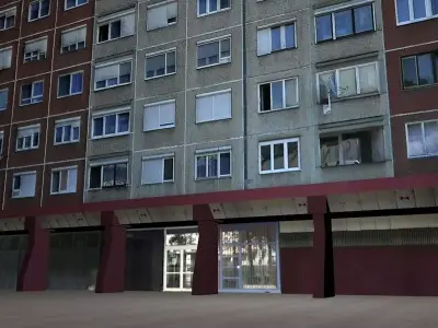 Panel Plattenbau Block Building Architectural Modular Set Low-poly 3D model