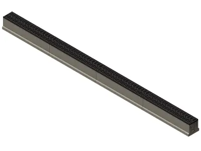 Concrete Trench Drain System V150 4000mm with Slotted Grate Modu 3D model
