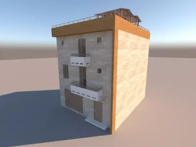 residential building low poly 3D model