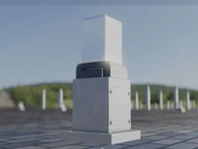 Street Light 8 Bollard 350mm Galvanized Version 3 Low-poly 3D model