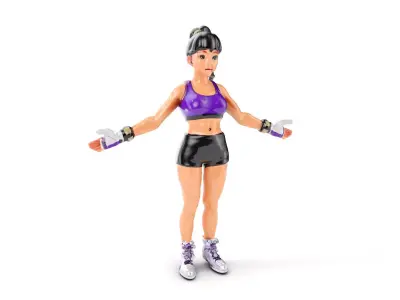 Athletic Female Character Rigged and Animated Low-poly 3D model
