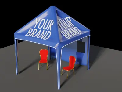 BRANDING STAND with chair 3D model