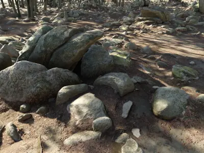 Round Forest Rocks Pack Low-poly 3D model