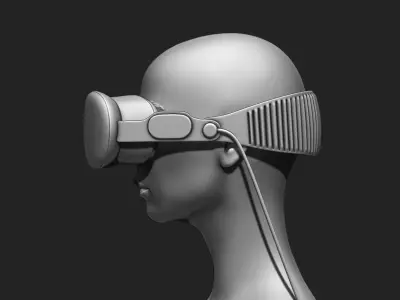 VR Headset and Accessories - VR Vision Pro Style Low-poly 3D model