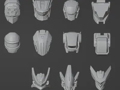 Mecha Heads Collections Low-poly 3D model