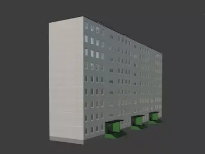 Soviet Building 9 Floors Low-poly 3D model
