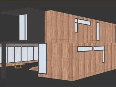 L-Shape House Free low-poly 3D model