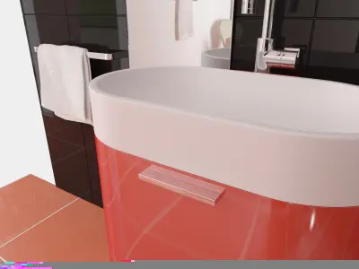 BathroomSet04 bathroom with sink and tiled floor 3D model