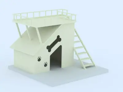 Doghouse dog house with stairs and paw prints 3D model