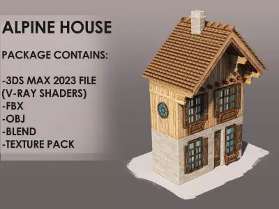 Alpine House Low-poly 3D model