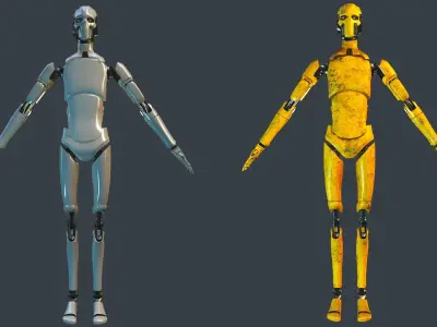 Sci-fi military robot Low-poly 3D model