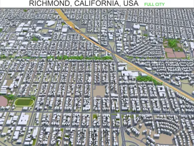 Richmond California USA 25km Low-poly 3D model